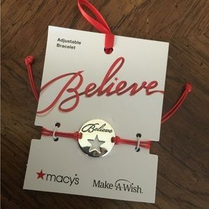Red Corded Silver Believe Star Bracelet